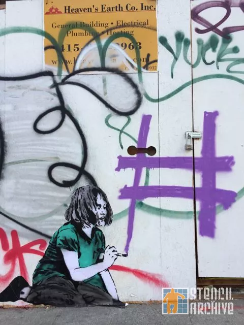 SF Divisadero i <3 street art girl tagging hash