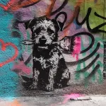 Being Creative NYC dog with paintbrush ph J Rojo for BSA