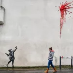 Banksy Bristol slingshot and flowers