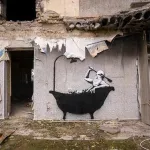 Banksy Gorenka Ukraine taking a bath