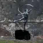 Banksy Irpin Ukraine Neck Braced Gymnist