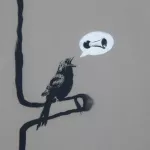 Banksy SF Mission honking bird detail