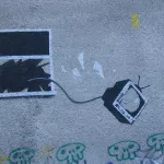 Banksy London TV out window