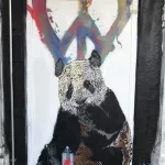 UK London Shoreditch Unity panda bear tagger