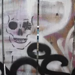 SF Clarion Alley skull with petals