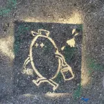 SF Clarion Alley cartoon painter