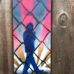 SF Bernal Heights Cortland walking behind fence on wood