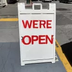 SF FiDi Kearny Were Open sign