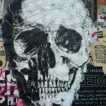SF Valencia St. DAP wall skull on doilies