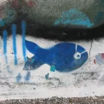MO St. Louis Flood Wall blue fish