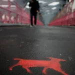 NYC red goat Williamsburg Bridge