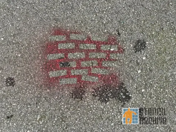SF Financial District tape off brick pattern