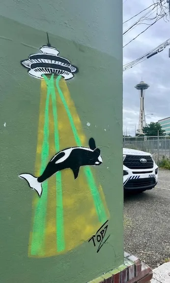 TopZ TurV Seattle Space Needle beaming up whale