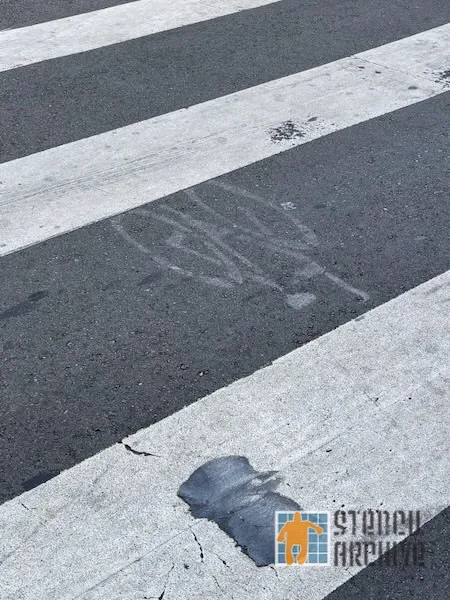 SF Civic Center bike in crosswalk