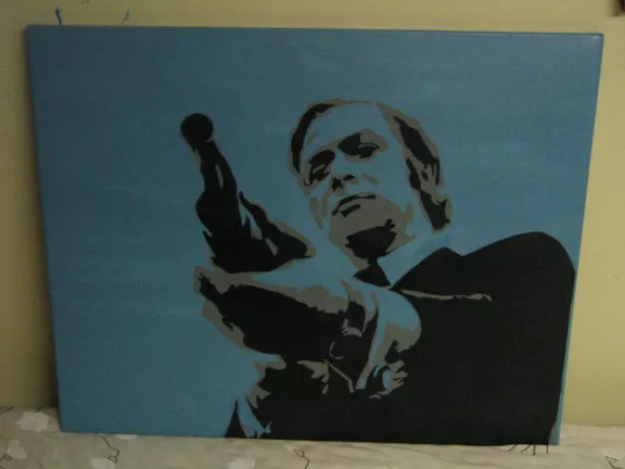 stoop CA holding gun