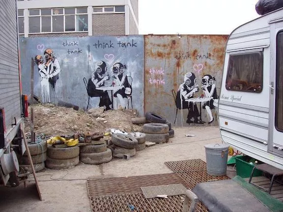 Banksy 2003 Think Tank wall