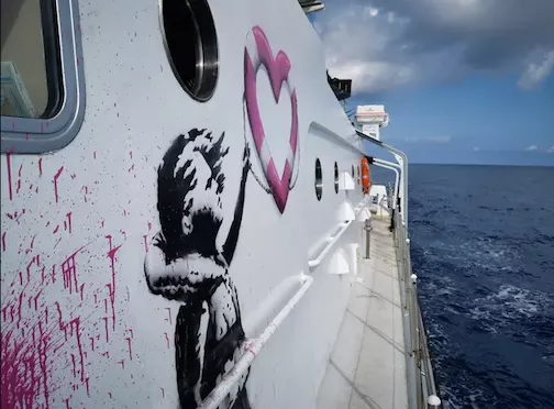Banksy 2020 Life Saver on Louise Michel