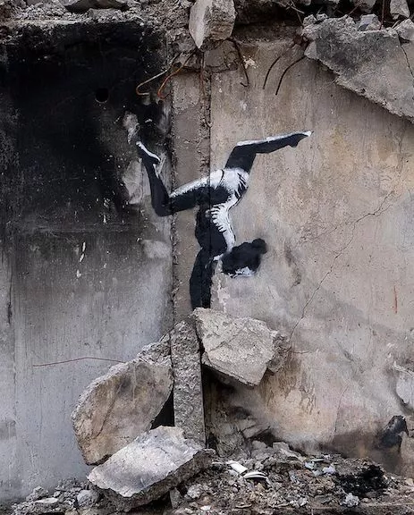 Banksy Borodyanka Ukraine balanced