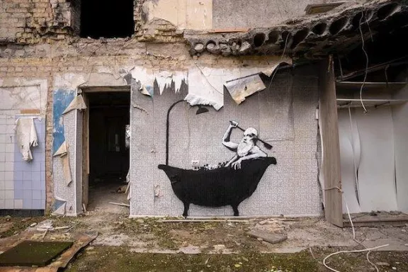 Banksy Gorenka Ukraine taking a bath