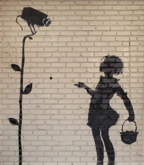 Banksy LA 2008 girl with camera flower