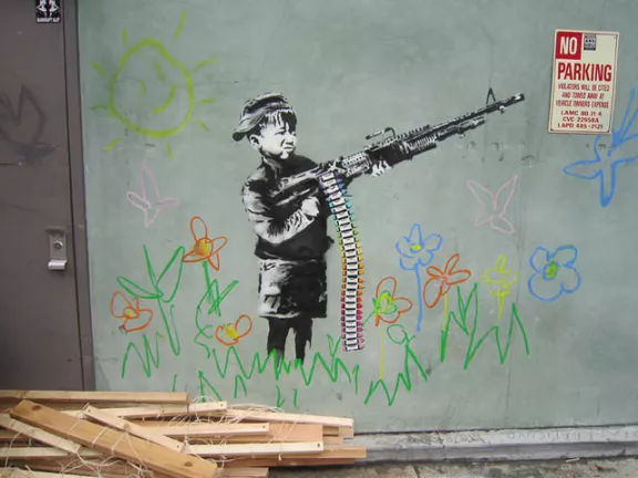 Banksy LA machine gun crayons