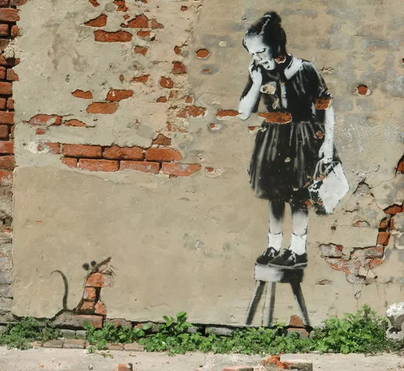 Banksy New Orleans Girl and Mouse