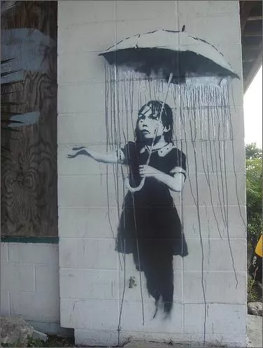 Banksy New Orleans Rain Girl