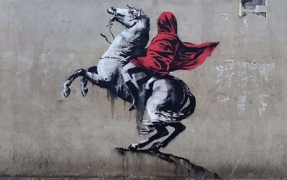 Banksy Paris 2018 Napoleion wrapped in red