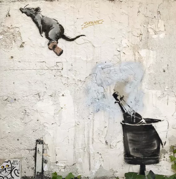 Banksy Paris 2018 rat on cork ride