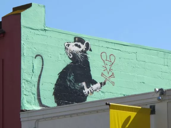 Banksy SF SoMa lrg tagger rat