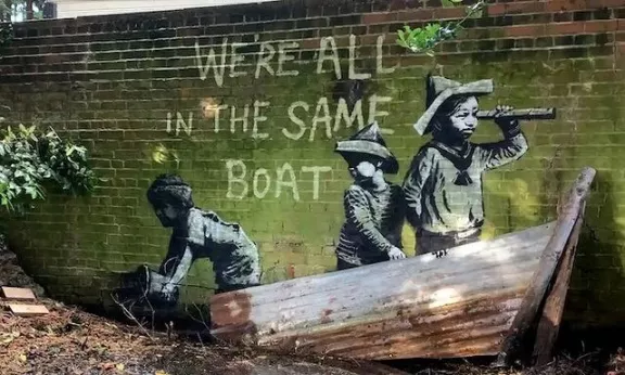 Banksy We Are In Same Boat Lowestoft