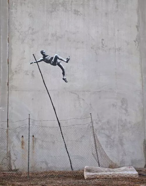 Banksy olympics pole vault