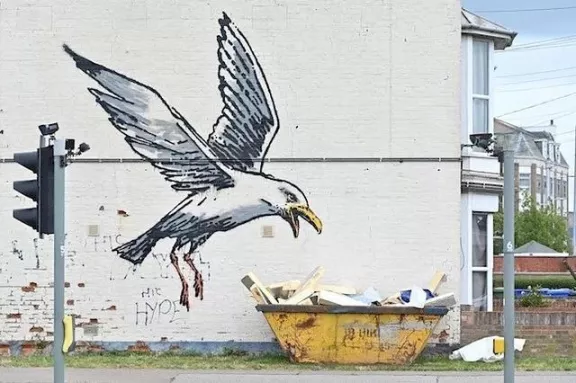 Banksy seagull in Lowestoft
