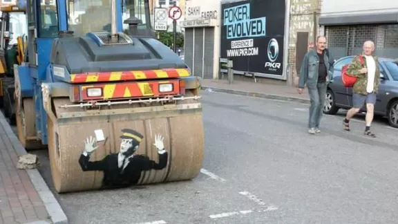Banksy steamroller warden