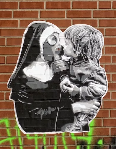 Le Loup kissing masked nun