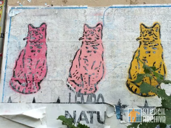 Lembo 3 cats wheatpaste