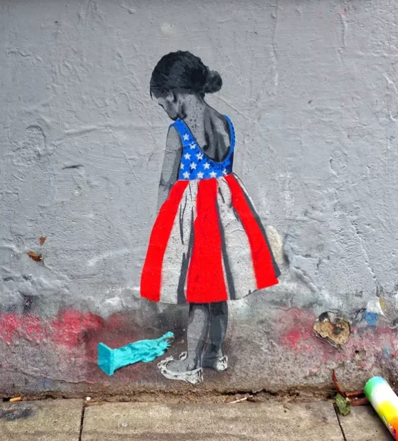 seileise child in red white blue dress