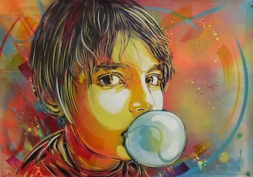 C215 Nina blows bubble