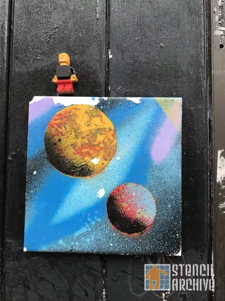 UK London Brick Ln planets on tile