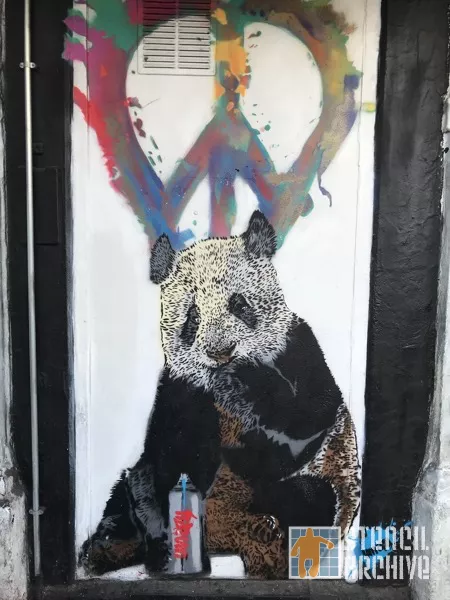 UK London Shoreditch Unity panda bear tagger