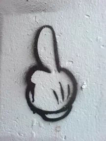 UK Peterborough Mickey middle finger
