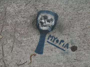 Myopia SF Lower Haight skull in mirror