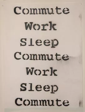 Street Art Workers SF Mission Commute Work Sleep