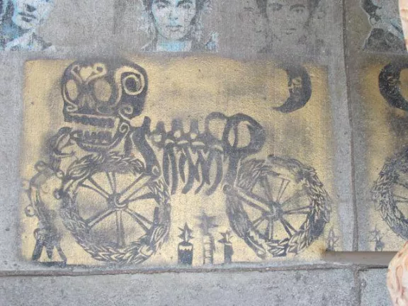 Michael Roman skeleton on bike