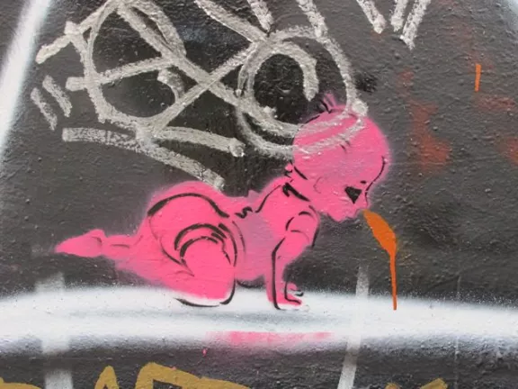 SF Clarion Alley puking baby