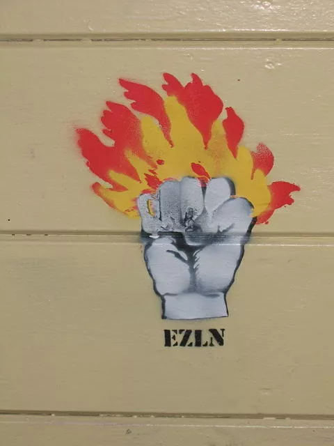 SF Clarion Alley EZLN fist and fire