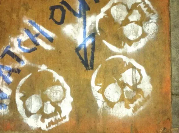 SF Divisadero skulls watch out