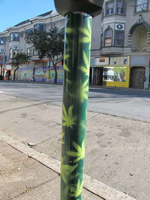 SF Upper Haight cannabis leaves on meter