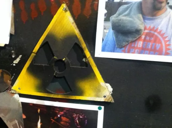 SF Bayview Box Shop nuclear symbol cut out