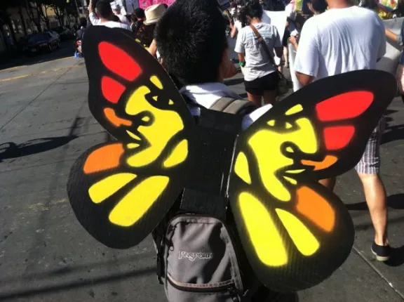 SF Protest May Day 2013 Favianna Monarch wings